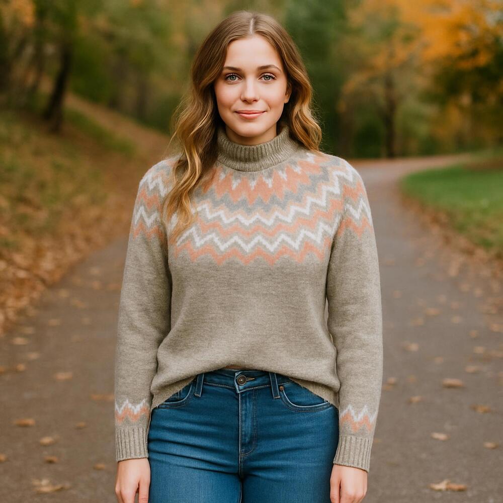 Mock Neck Sweater Medium Argyle Diamond Pattern |… - image 1